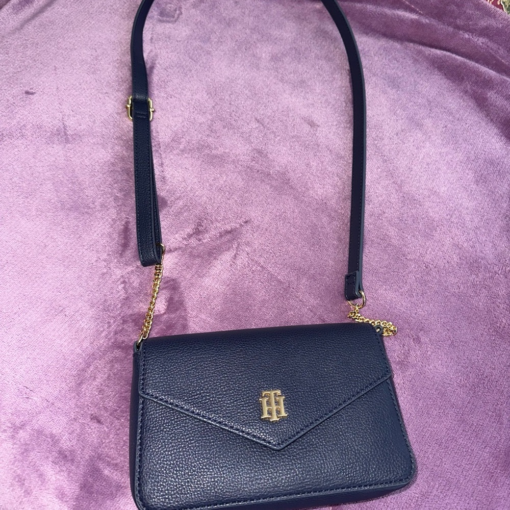 Tommy Hilfiger Navy Crossbody Bag with Gold Accents